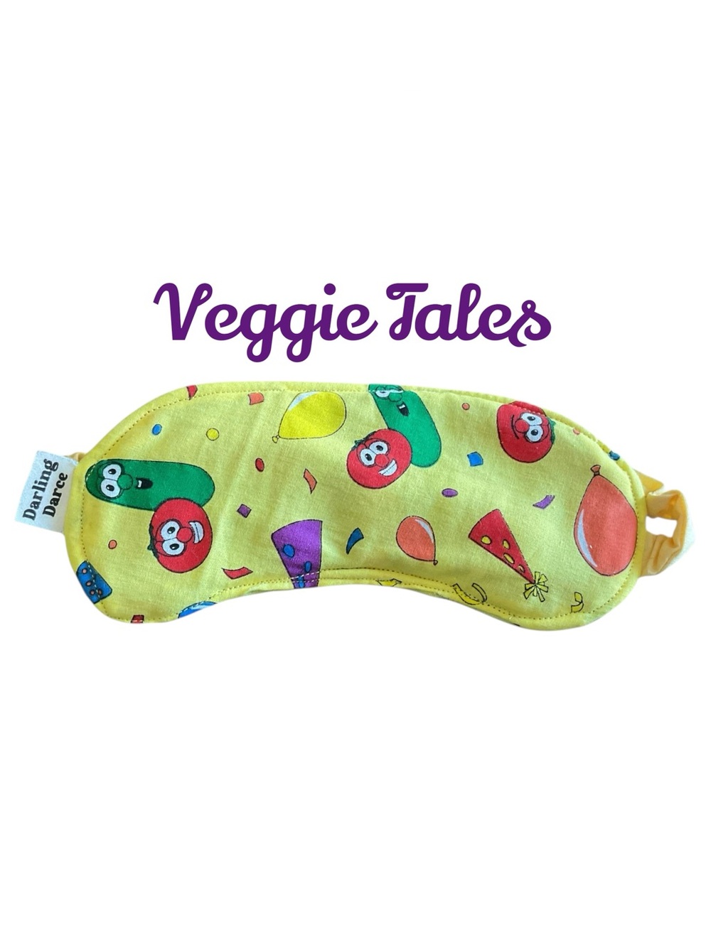 Yellow Veggie Tales Print Kids Sleep Mask